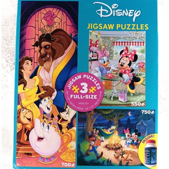 Mickey &Friends 2000 Piece Jigsaw Puzzles Disney 3 Pack - Picture 1 of 3